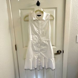 Banana Republic White Sleeveless Poplin Button-up Dress